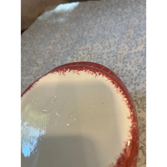 Vintage Sponge Ware Pottery signed B&B Hand Painted Flowers with Bow - Picture 8 of 8